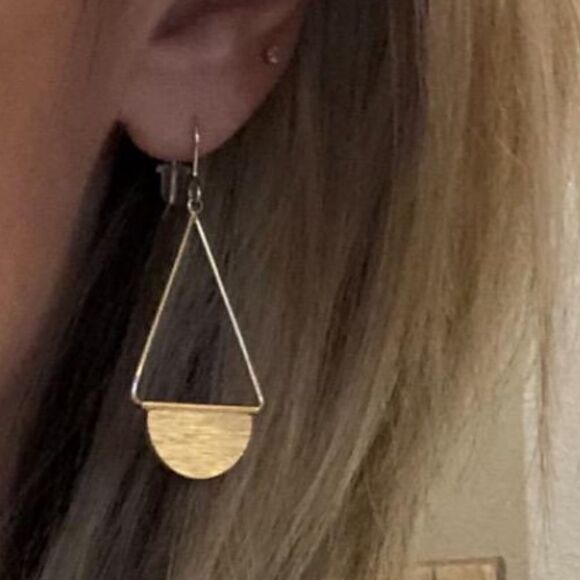 Gold Boho Geo Statement Dangle Earrings - Picture 3 of 7